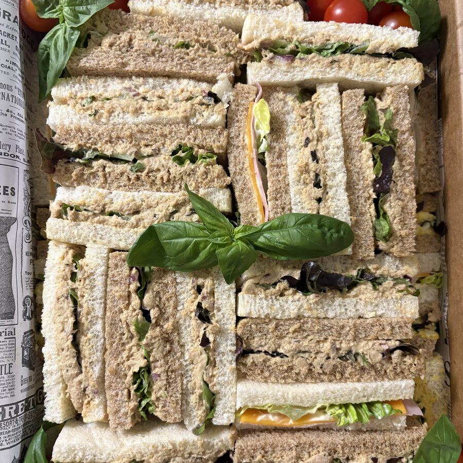 Sandwich platters ready for an event.